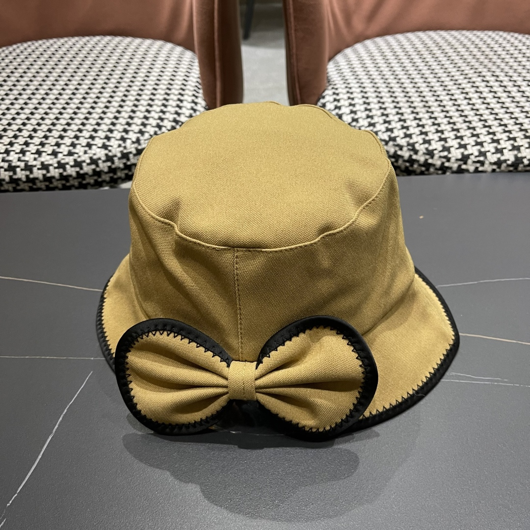  chanel香奈儿2025新款休闲百搭渔夫帽女春夏时尚蝴蝶结刺绣遮阳帽