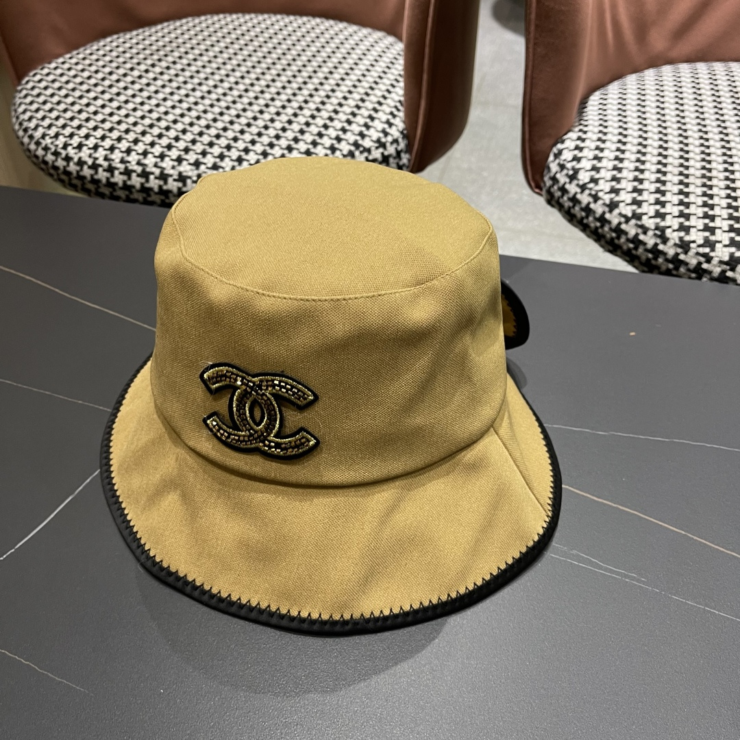  chanel香奈儿2025新款休闲百搭渔夫帽女春夏时尚蝴蝶结刺绣遮阳帽