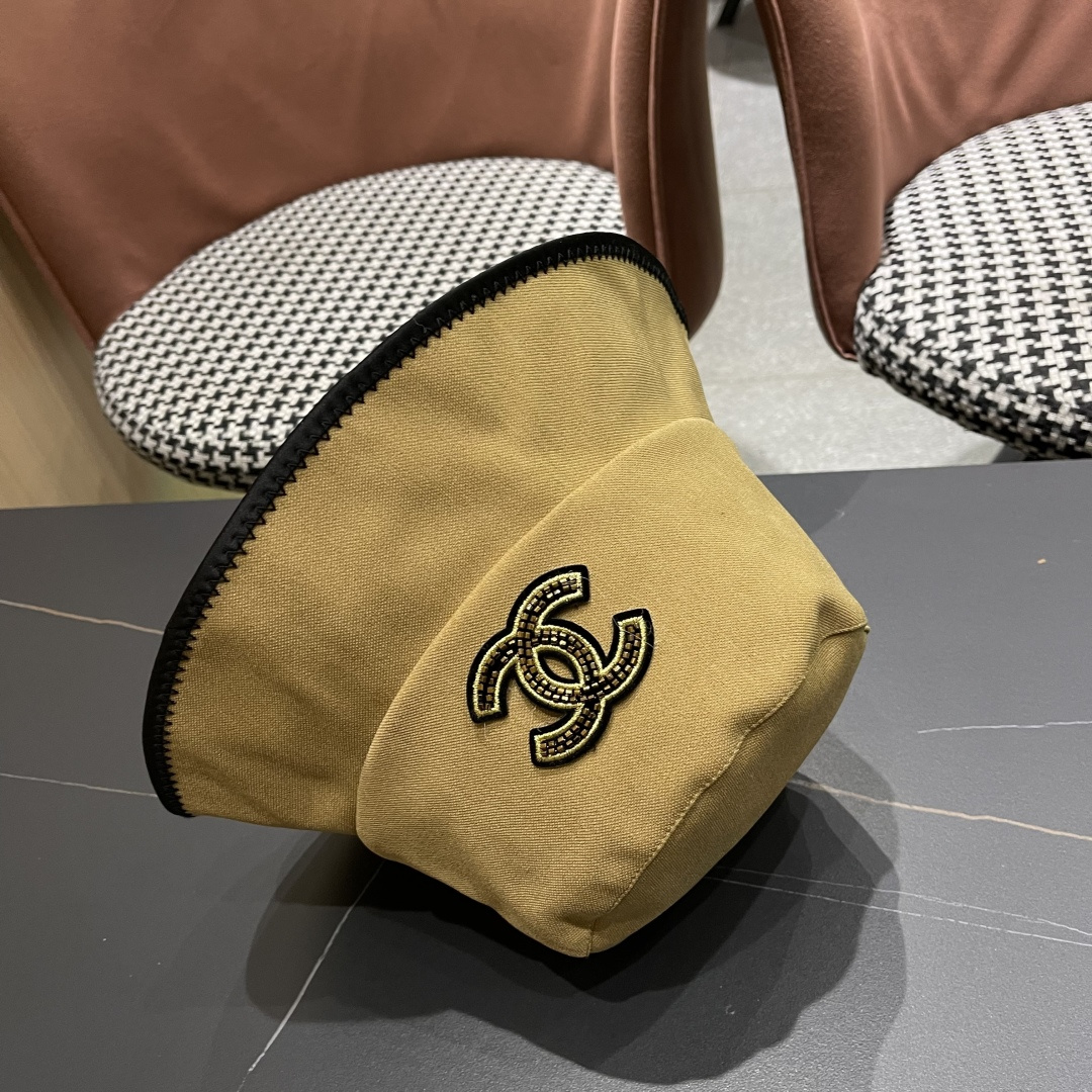  chanel香奈儿2025新款休闲百搭渔夫帽女春夏时尚蝴蝶结刺绣遮阳帽