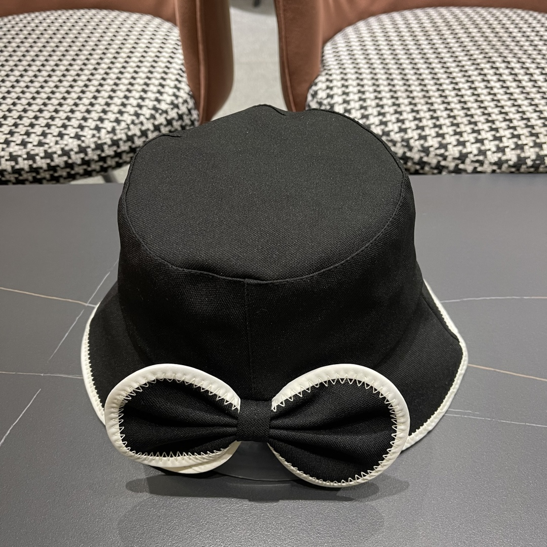  chanel香奈儿2025新款休闲百搭渔夫帽女春夏时尚蝴蝶结刺绣遮阳帽