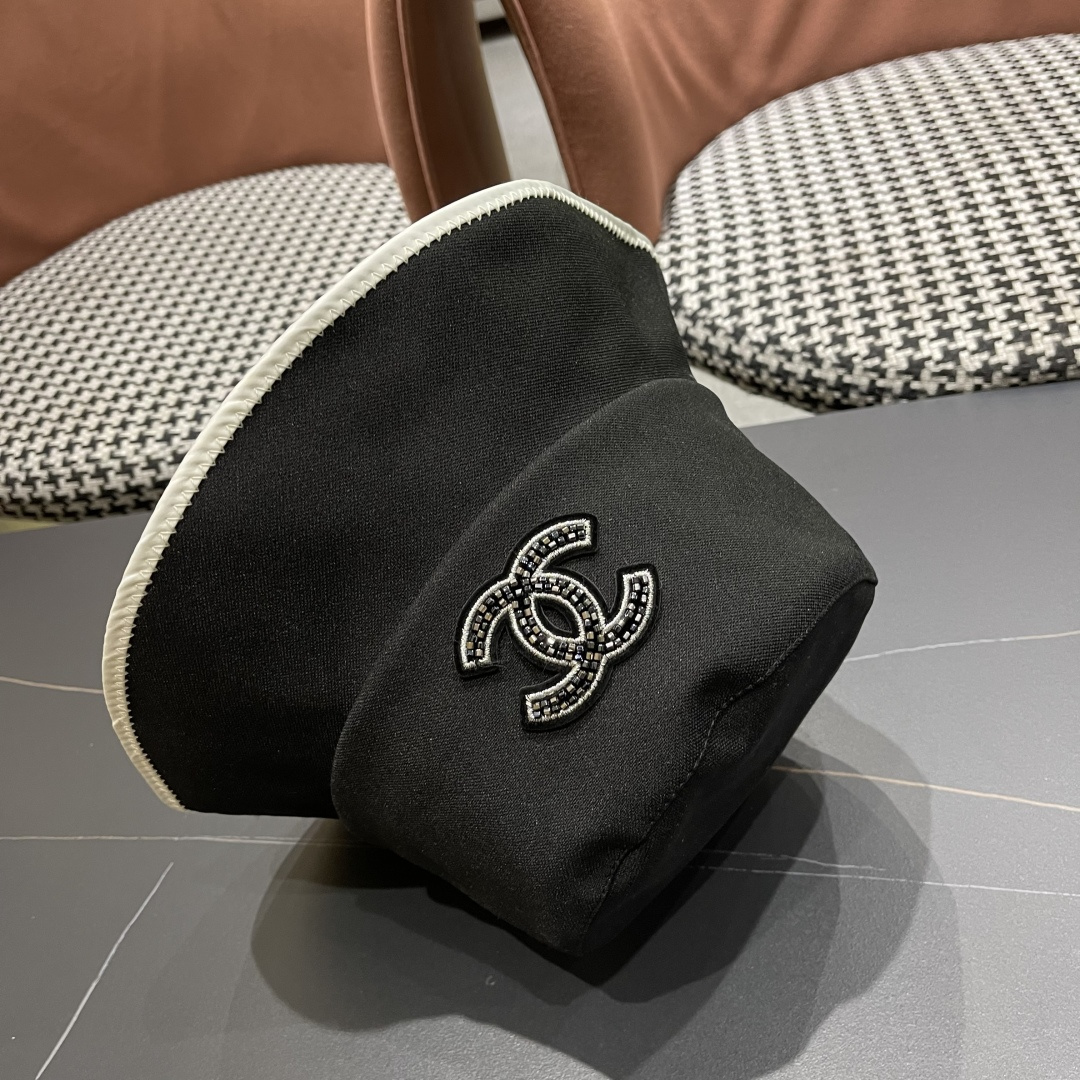  chanel香奈儿2025新款休闲百搭渔夫帽女春夏时尚蝴蝶结刺绣遮阳帽