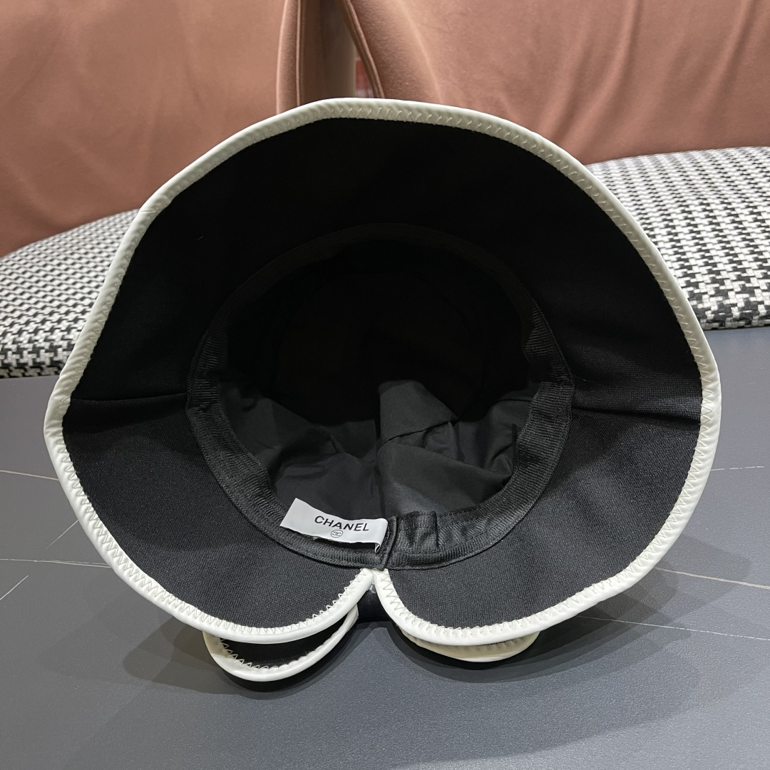  chanel香奈儿2025新款休闲百搭渔夫帽女春夏时尚蝴蝶结刺绣遮阳帽