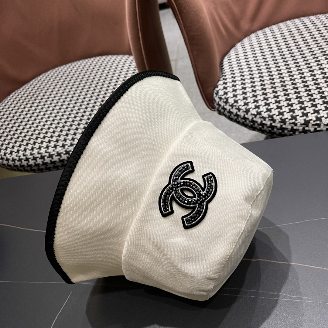  chanel香奈儿2025新款休闲百搭渔夫帽女春夏时尚蝴蝶结刺绣遮阳帽