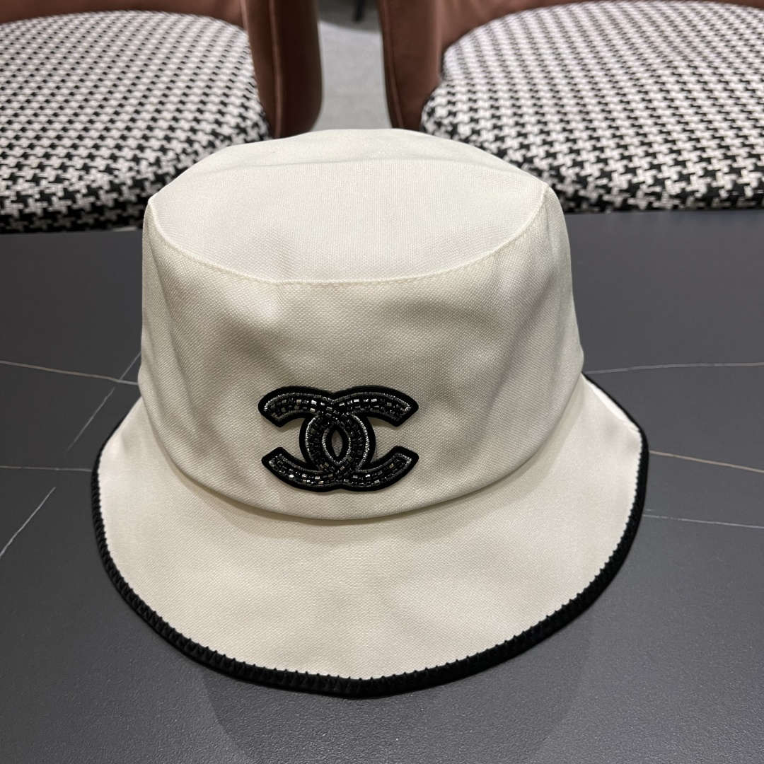  chanel香奈儿2025新款休闲百搭渔夫帽女春夏时尚蝴蝶结刺绣遮阳帽