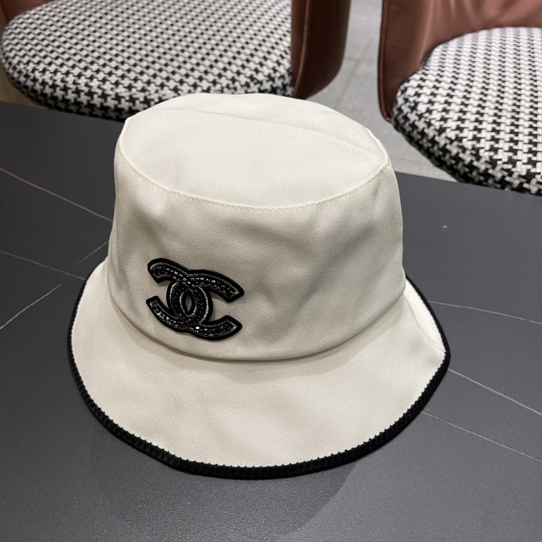  chanel香奈儿2025新款休闲百搭渔夫帽女春夏时尚蝴蝶结刺绣遮阳帽