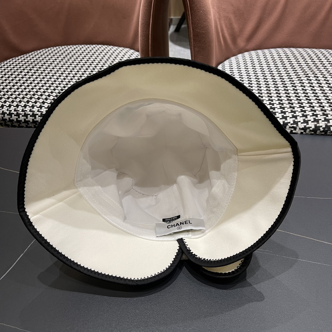  chanel香奈儿2025新款休闲百搭渔夫帽女春夏时尚蝴蝶结刺绣遮阳帽