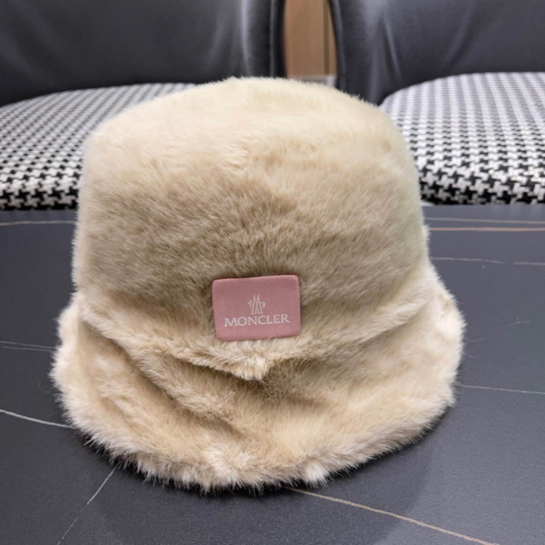 蒙口moncler2024新款毛绒绒毛线渔夫帽保暖百搭街头盆帽