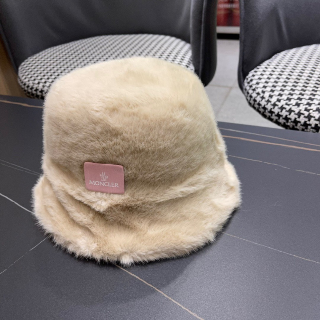 蒙口moncler2024新款毛绒绒毛线渔夫帽保暖百搭街头盆帽