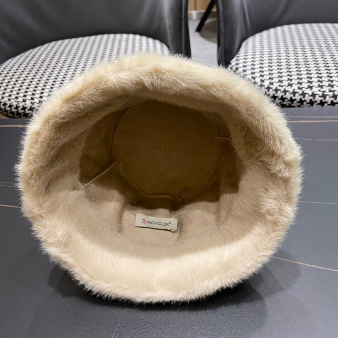 蒙口moncler2024新款毛绒绒毛线渔夫帽保暖百搭街头盆帽