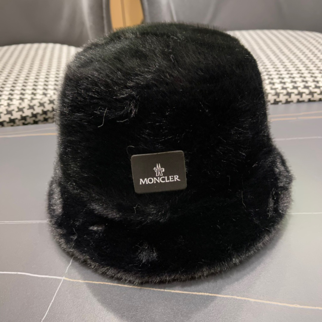 蒙口moncler2024新款毛绒绒毛线渔夫帽保暖百搭街头盆帽