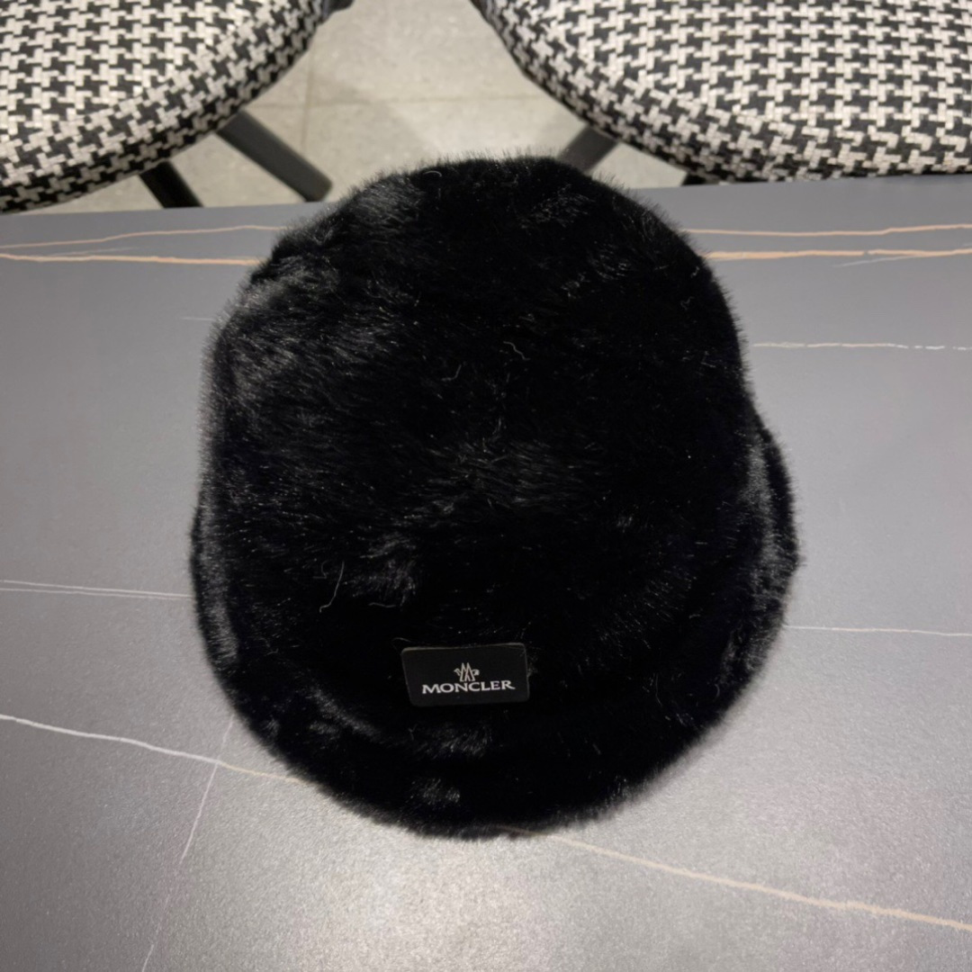 蒙口moncler2024新款毛绒绒毛线渔夫帽保暖百搭街头盆帽