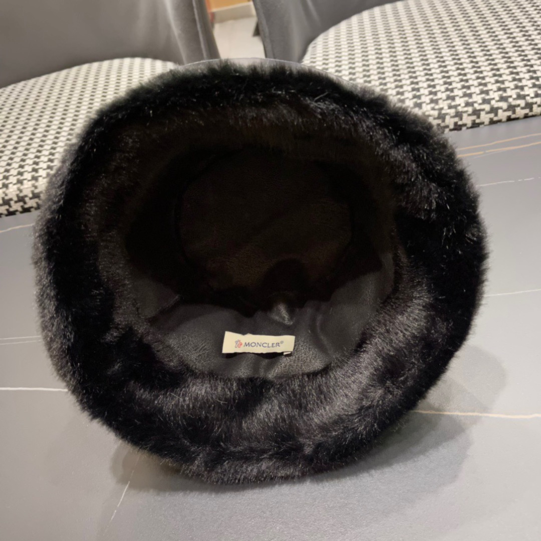 蒙口moncler2024新款毛绒绒毛线渔夫帽保暖百搭街头盆帽