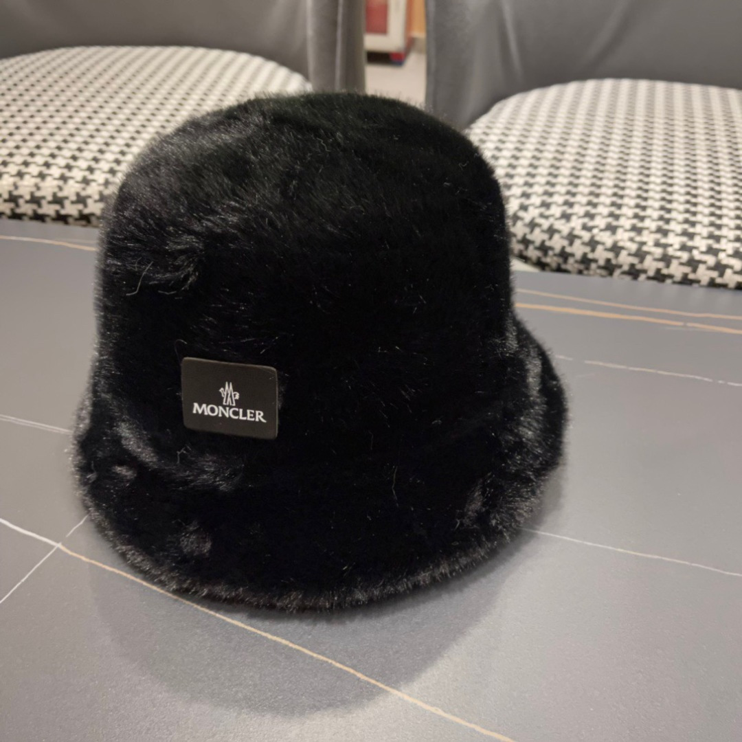 蒙口moncler2024新款毛绒绒毛线渔夫帽保暖百搭街头盆帽