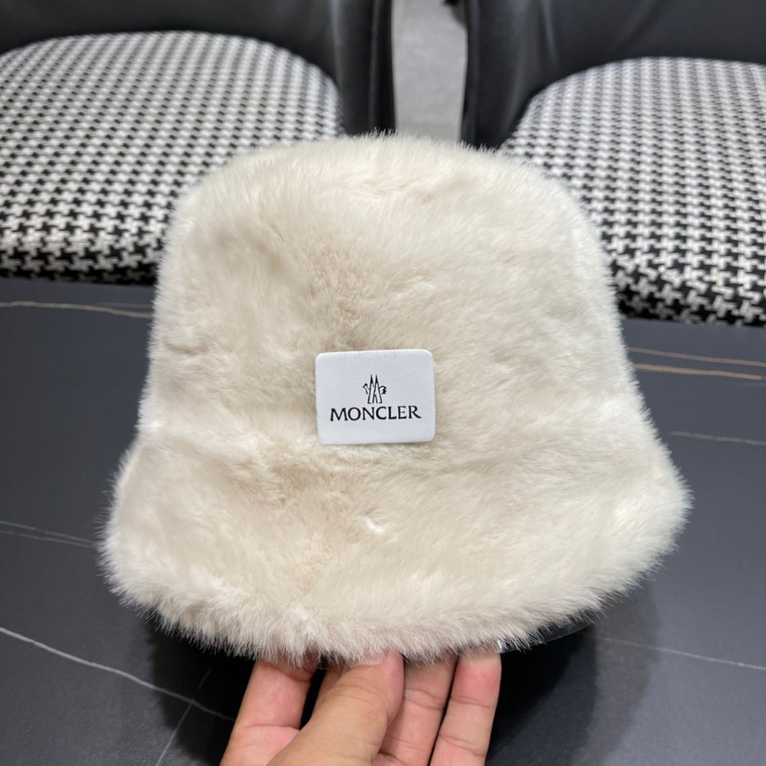 蒙口moncler2024新款毛绒绒毛线渔夫帽保暖百搭街头盆帽