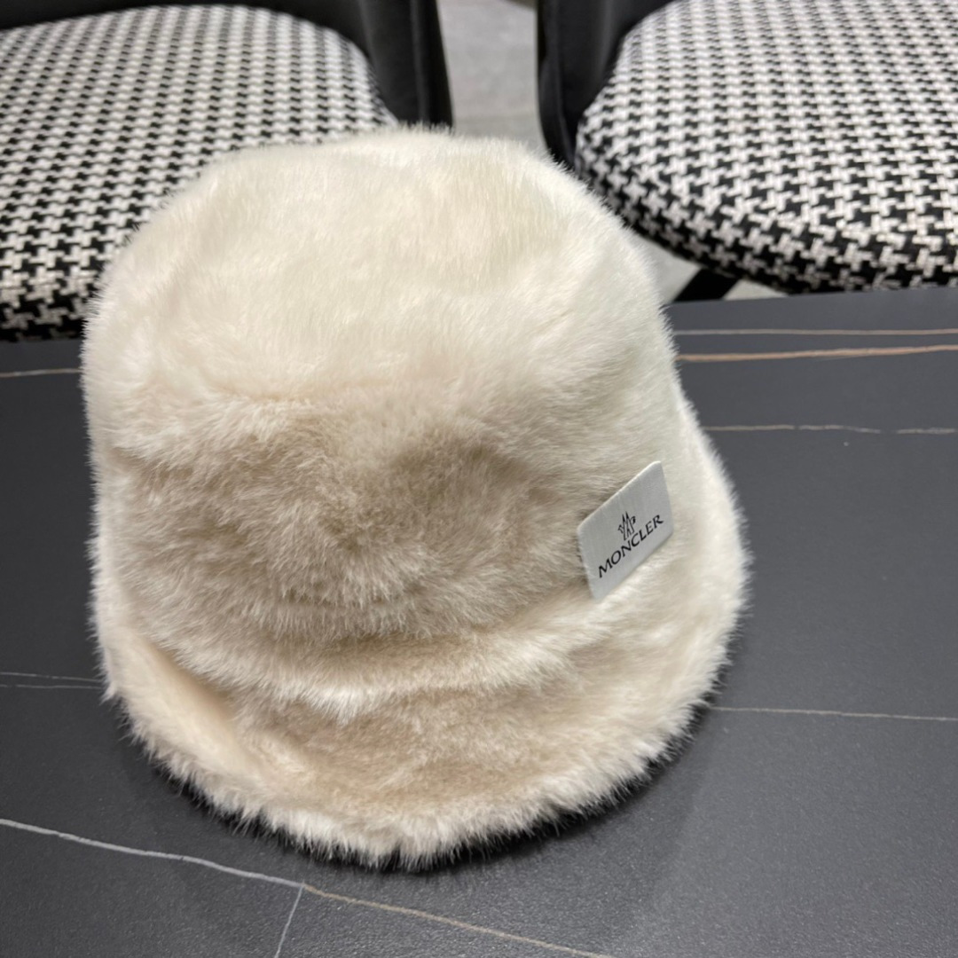 蒙口moncler2024新款毛绒绒毛线渔夫帽保暖百搭街头盆帽