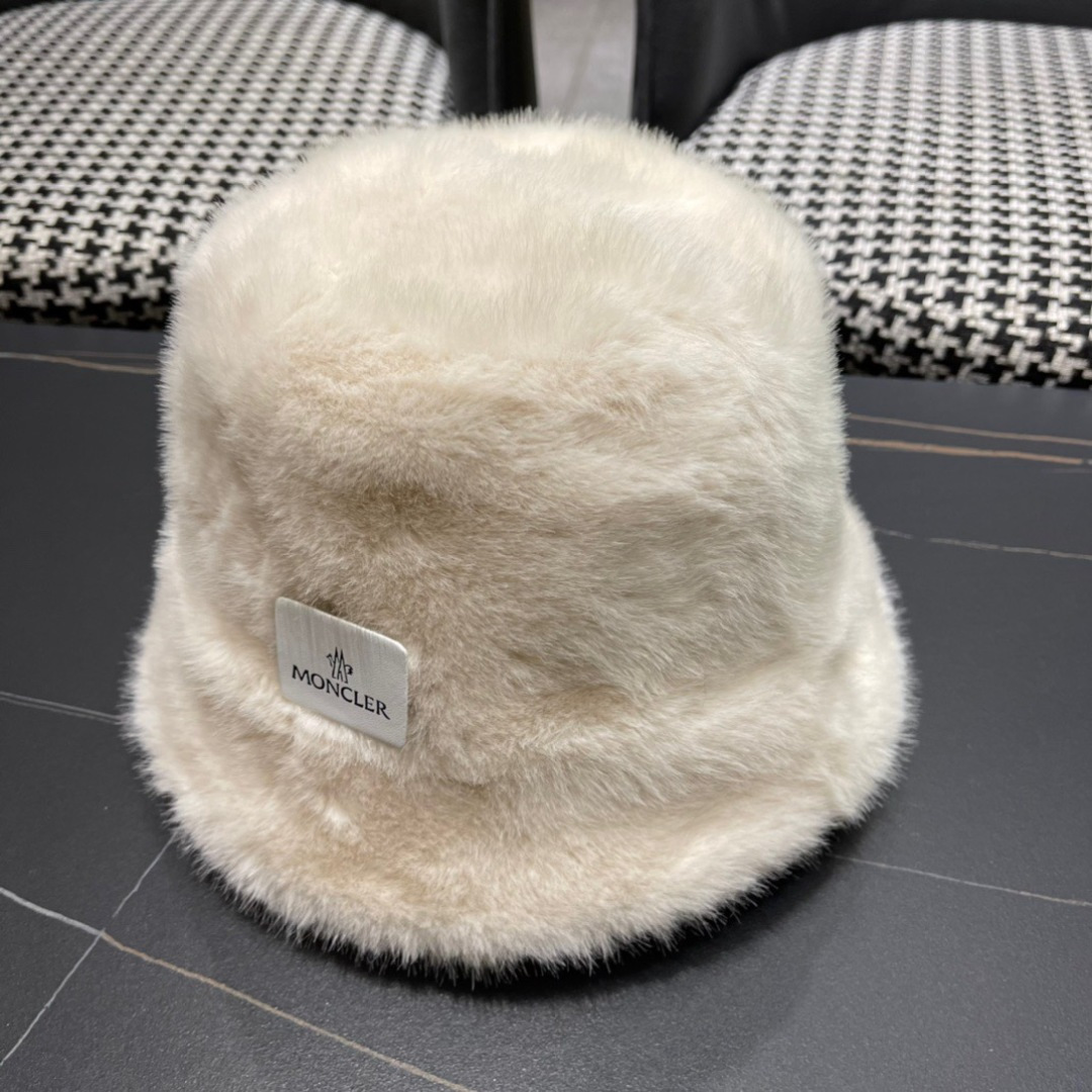 蒙口moncler2024新款毛绒绒毛线渔夫帽保暖百搭街头盆帽