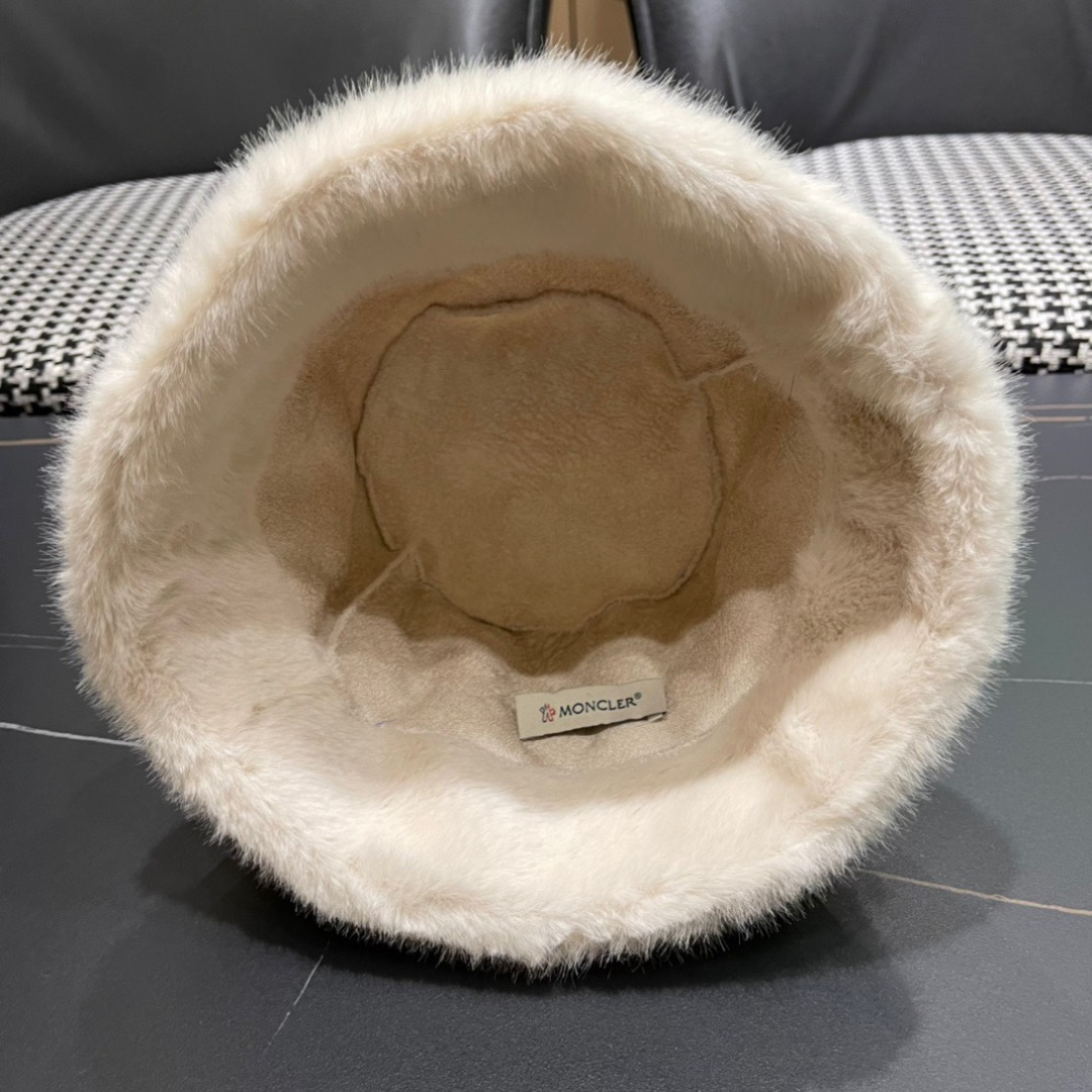 蒙口moncler2024新款毛绒绒毛线渔夫帽保暖百搭街头盆帽