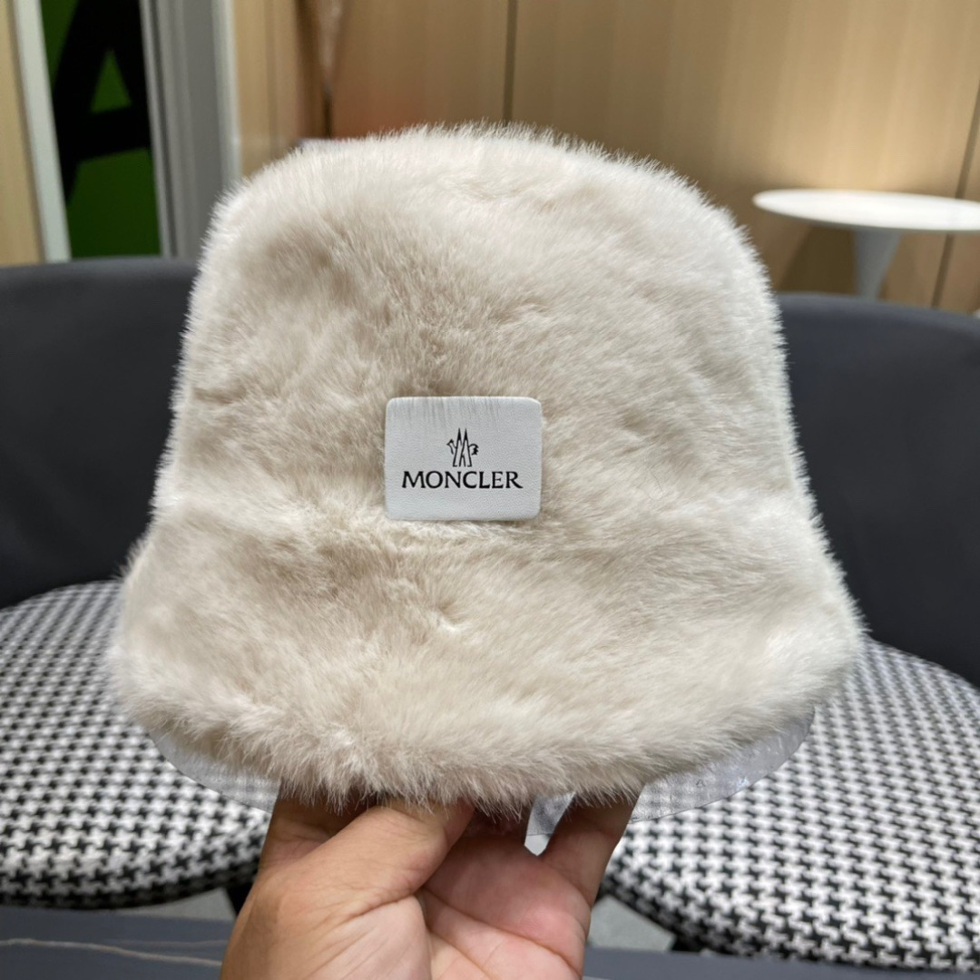 蒙口moncler2024新款毛绒绒毛线渔夫帽保暖百搭街头盆帽