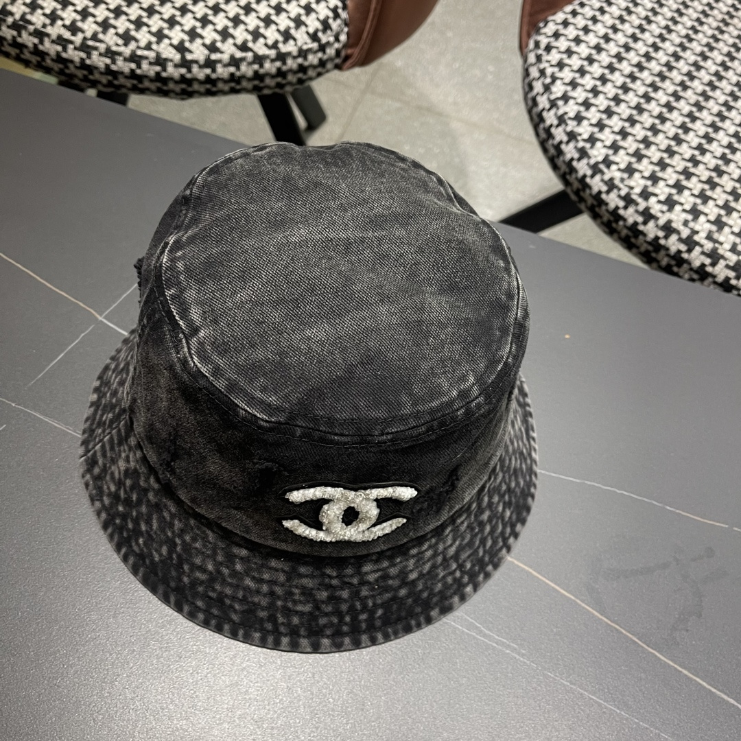  Chanel香奈儿 牛仔帽春夏四季款做旧渔夫帽子户外登山防晒露营徒步盆帽
