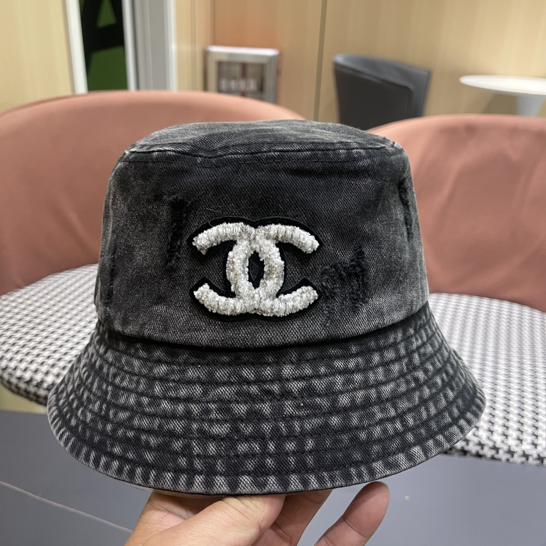 Chanel香奈儿 牛仔帽春夏四季款做旧渔夫帽子户外登山防晒露营徒步盆帽