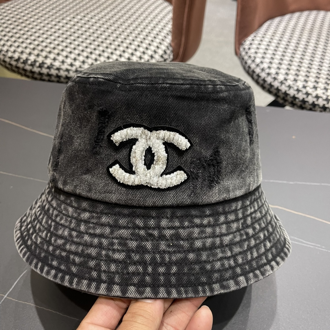  Chanel香奈儿 牛仔帽春夏四季款做旧渔夫帽子户外登山防晒露营徒步盆帽