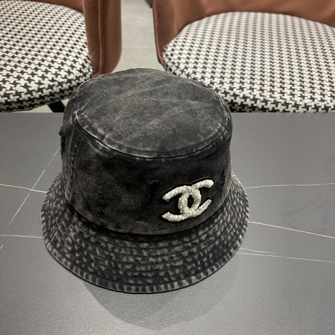  Chanel香奈儿 牛仔帽春夏四季款做旧渔夫帽子户外登山防晒露营徒步盆帽