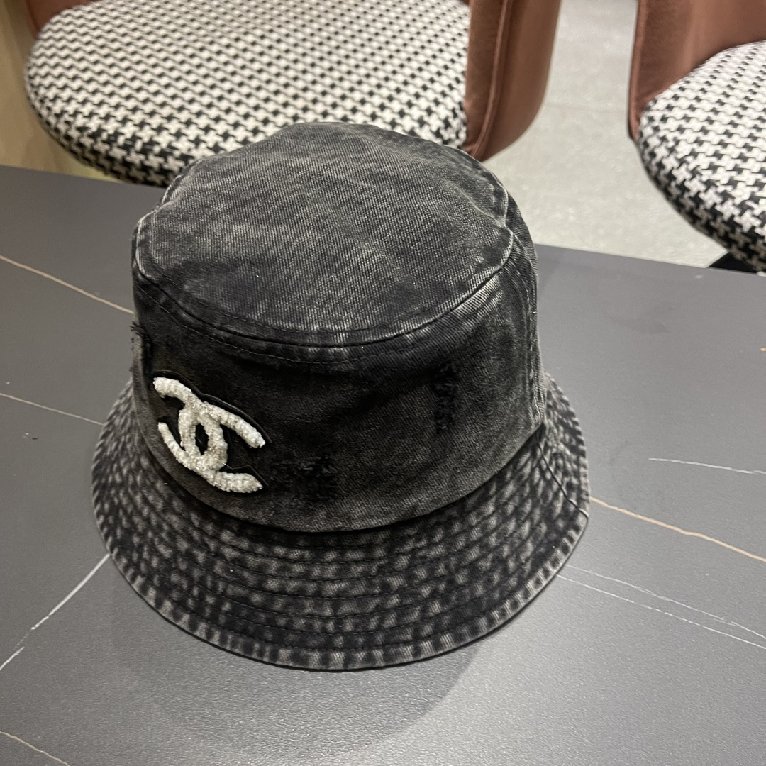  Chanel香奈儿 牛仔帽春夏四季款做旧渔夫帽子户外登山防晒露营徒步盆帽