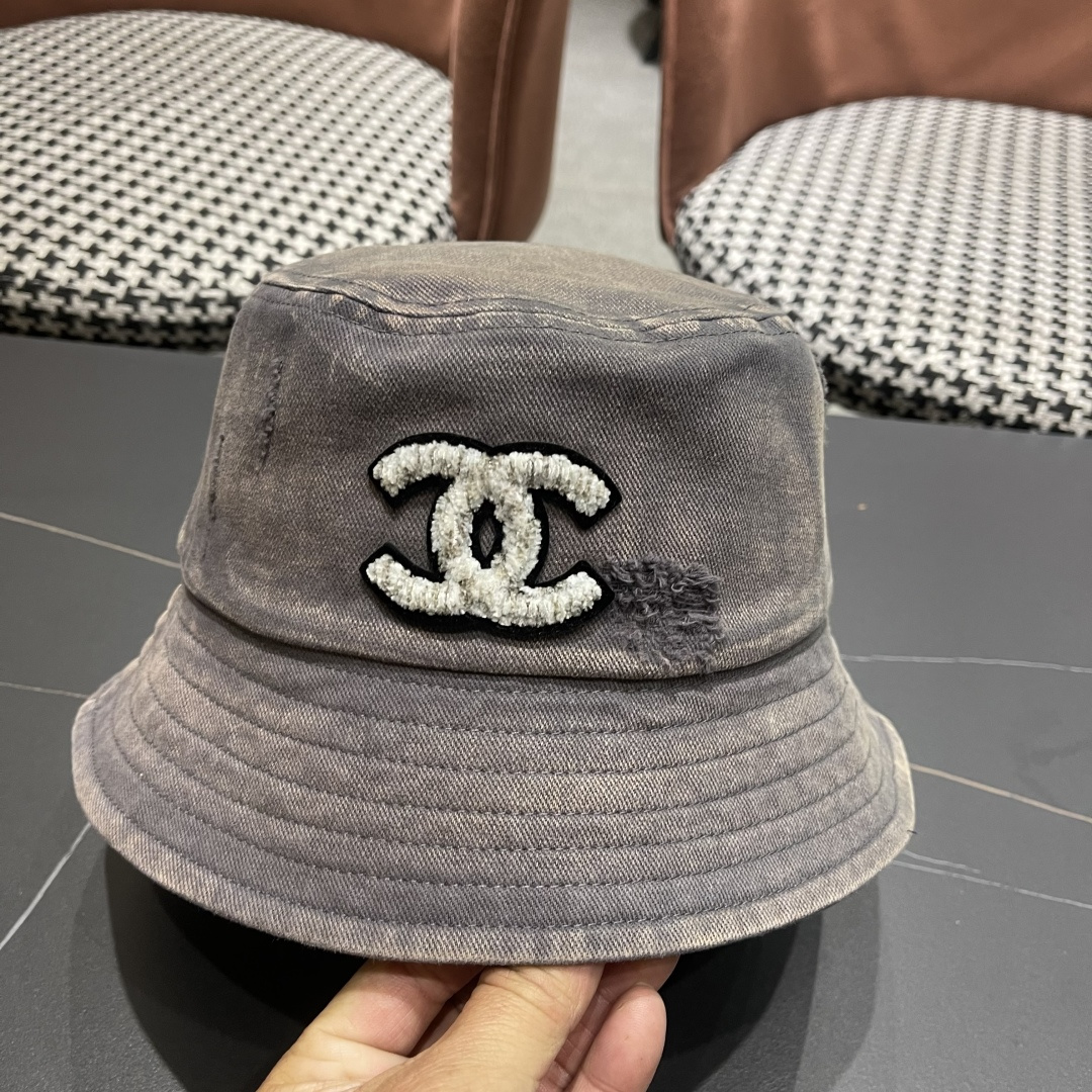  Chanel香奈儿 牛仔帽春夏四季款做旧渔夫帽子户外登山防晒露营徒步盆帽