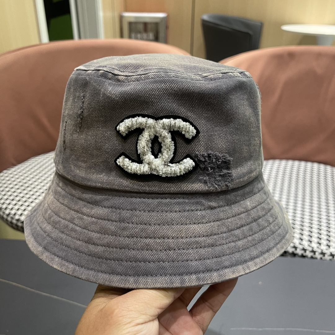  Chanel香奈儿 牛仔帽春夏四季款做旧渔夫帽子户外登山防晒露营徒步盆帽