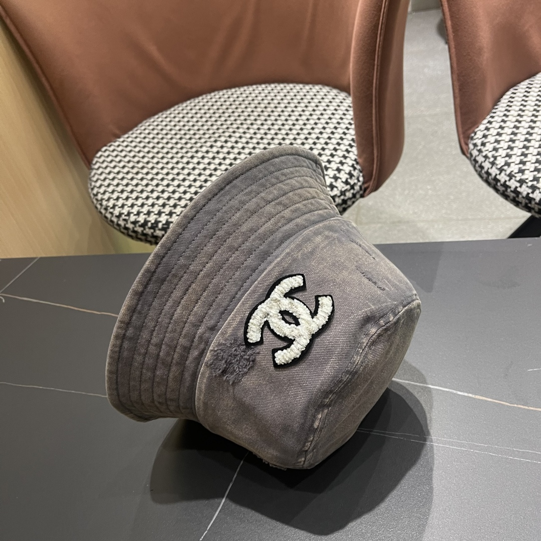  Chanel香奈儿 牛仔帽春夏四季款做旧渔夫帽子户外登山防晒露营徒步盆帽