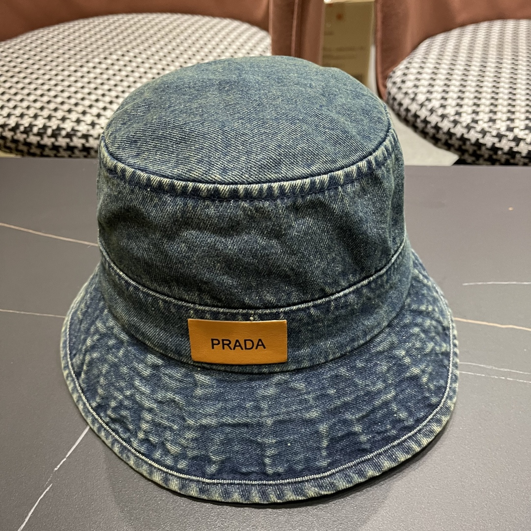 PRADA普拉达 做旧水洗牛仔渔夫帽设计街头小众盆帽潮