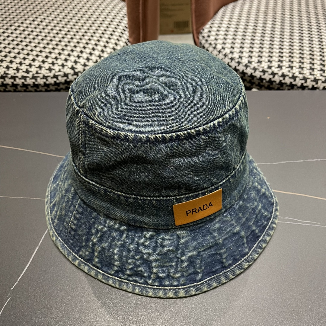  PRADA普拉达 做旧水洗牛仔渔夫帽设计街头小众盆帽潮