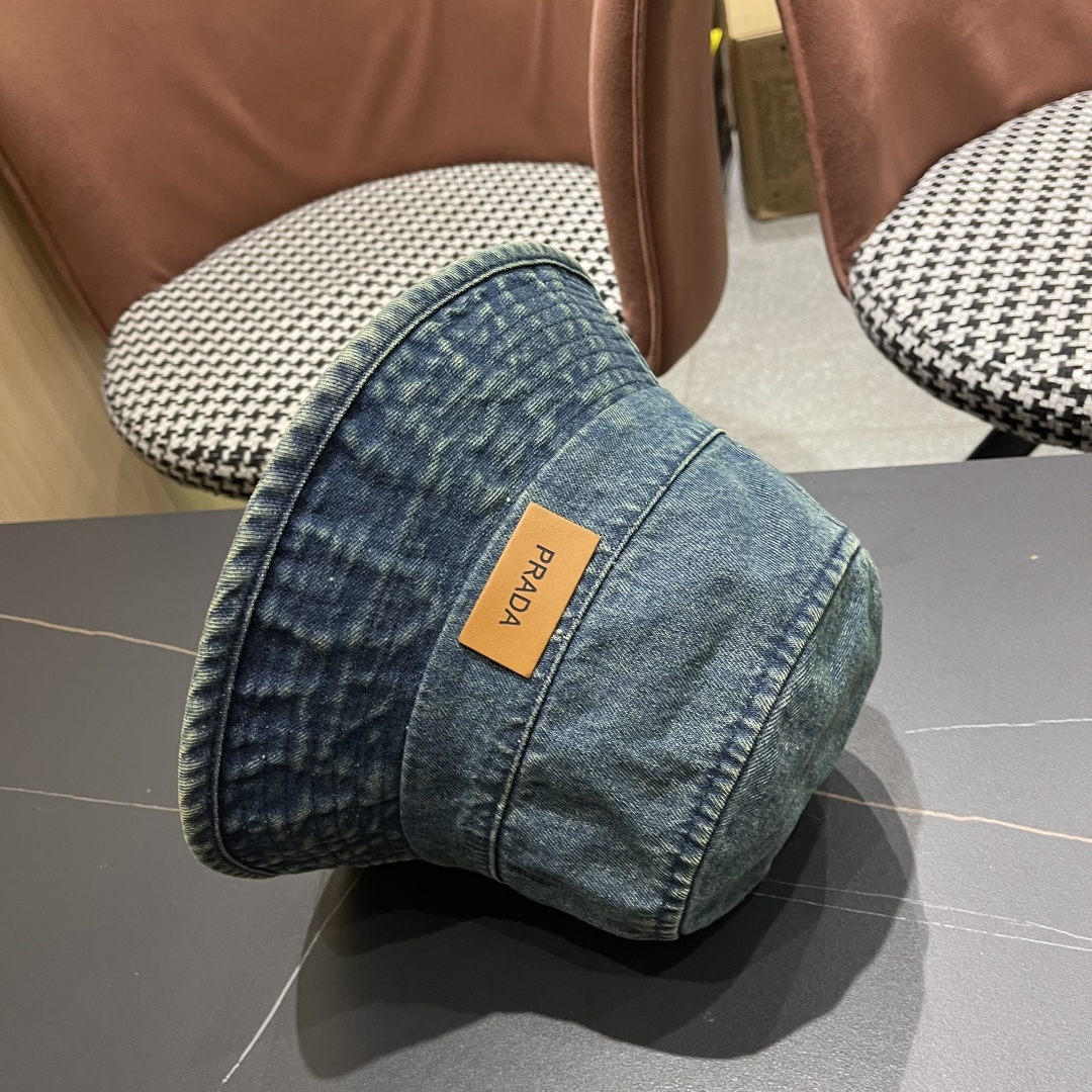  PRADA普拉达 做旧水洗牛仔渔夫帽设计街头小众盆帽潮