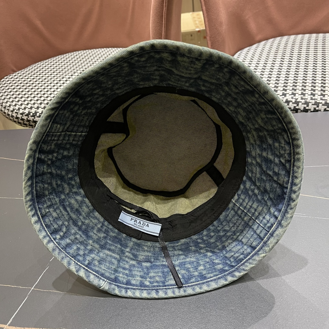  PRADA普拉达 做旧水洗牛仔渔夫帽设计街头小众盆帽潮