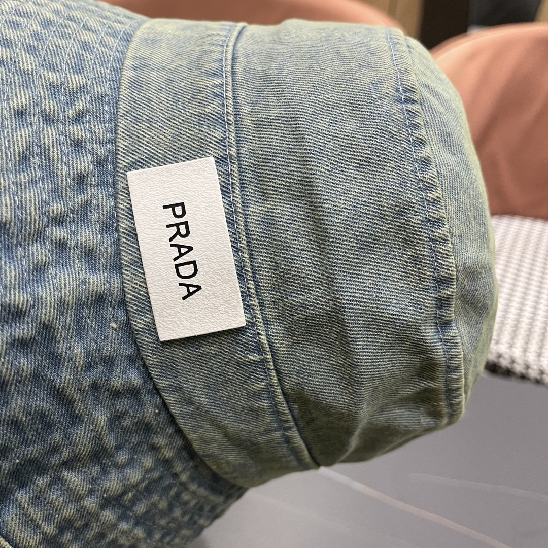  PRADA普拉达 做旧水洗牛仔渔夫帽设计街头小众盆帽潮