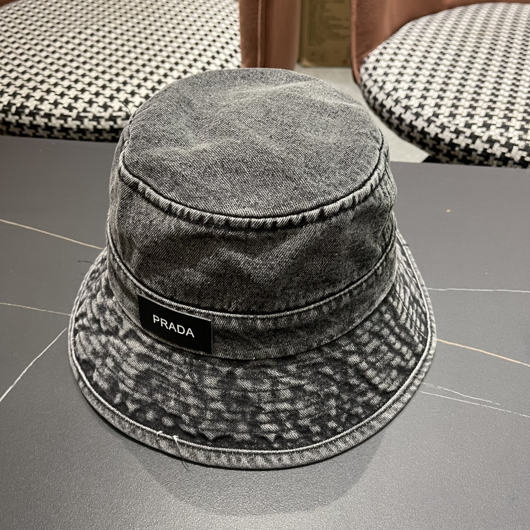  PRADA普拉达 做旧水洗牛仔渔夫帽设计街头小众盆帽潮