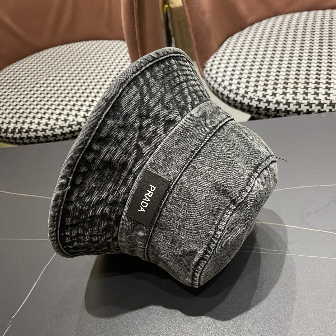  PRADA普拉达 做旧水洗牛仔渔夫帽设计街头小众盆帽潮