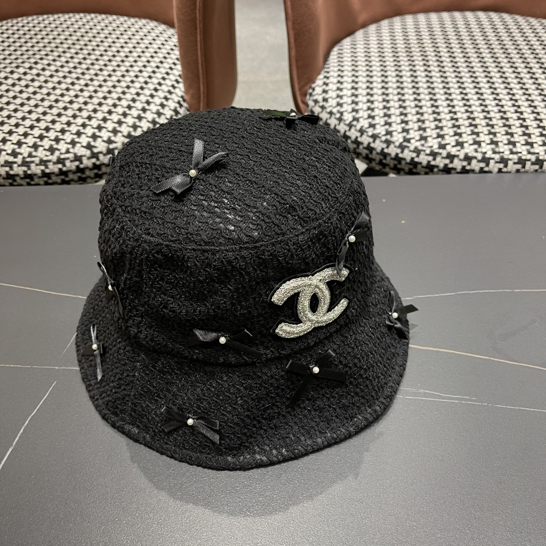  CHANEL 香奈儿早春新蝴蝶结遮阳渔夫帽， 女百搭韩版防晒帽