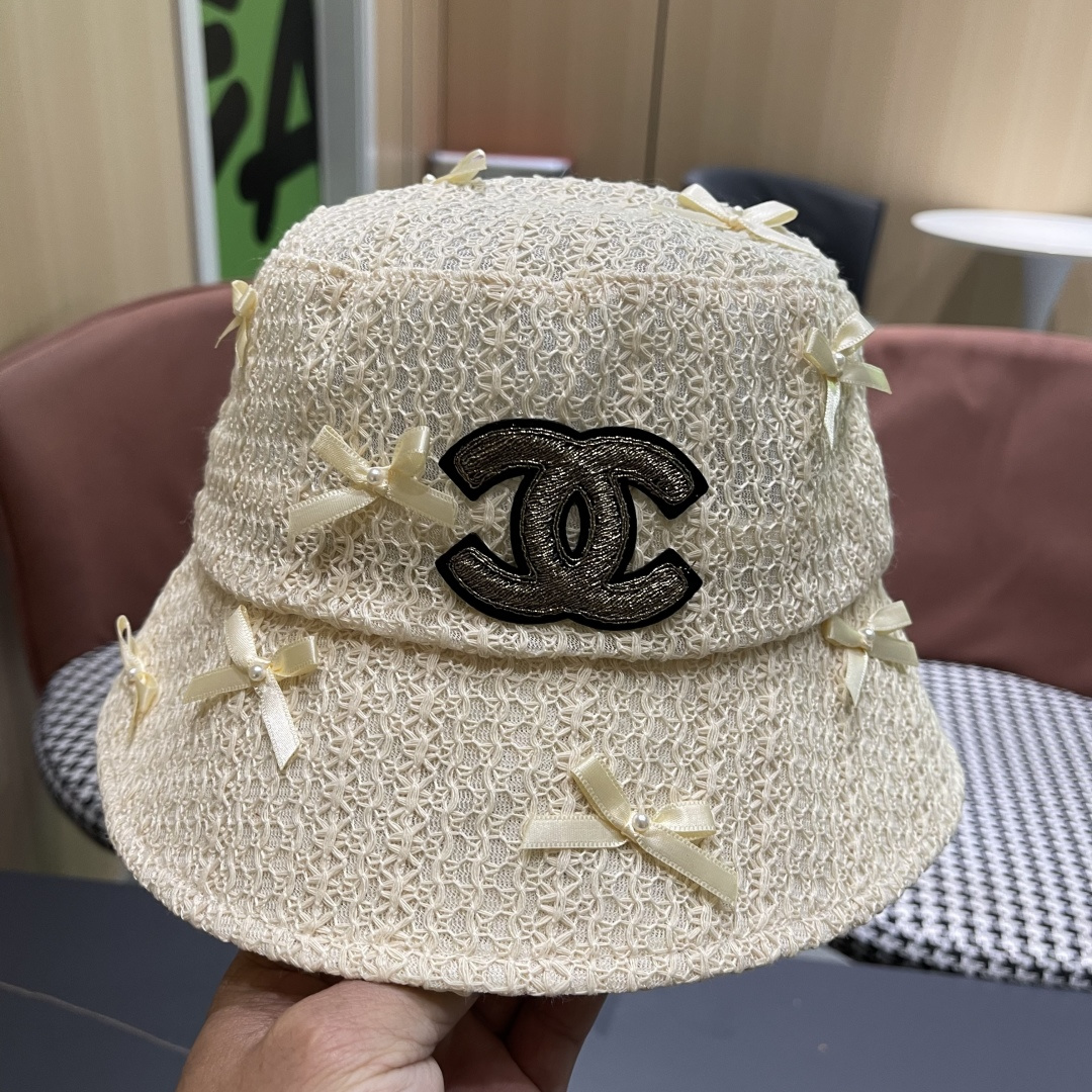  CHANEL 香奈儿早春新蝴蝶结遮阳渔夫帽， 女百搭韩版防晒帽