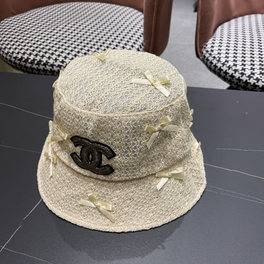  CHANEL 香奈儿早春新蝴蝶结遮阳渔夫帽， 女百搭韩版防晒帽
