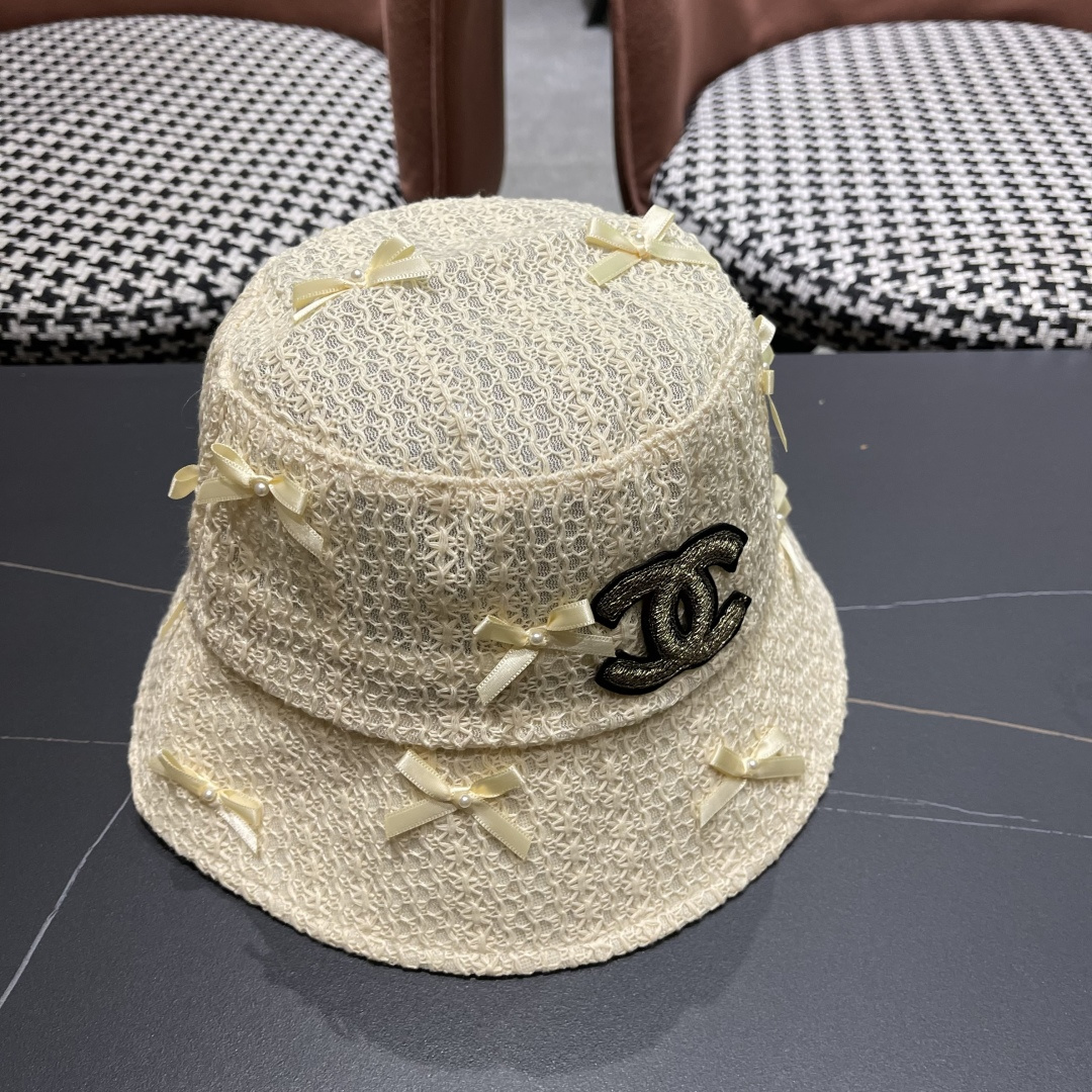  CHANEL 香奈儿早春新蝴蝶结遮阳渔夫帽， 女百搭韩版防晒帽