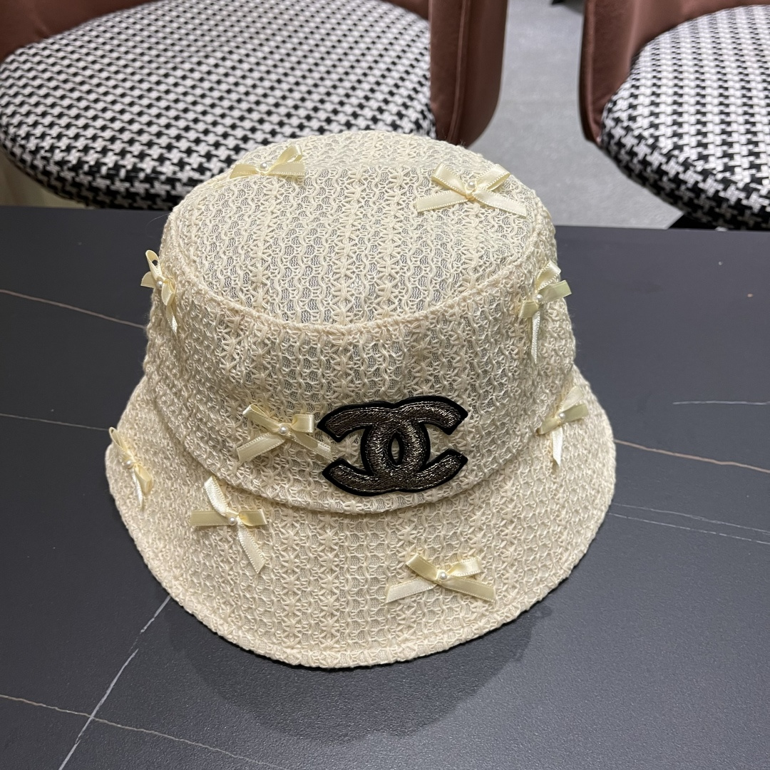  CHANEL 香奈儿早春新蝴蝶结遮阳渔夫帽， 女百搭韩版防晒帽