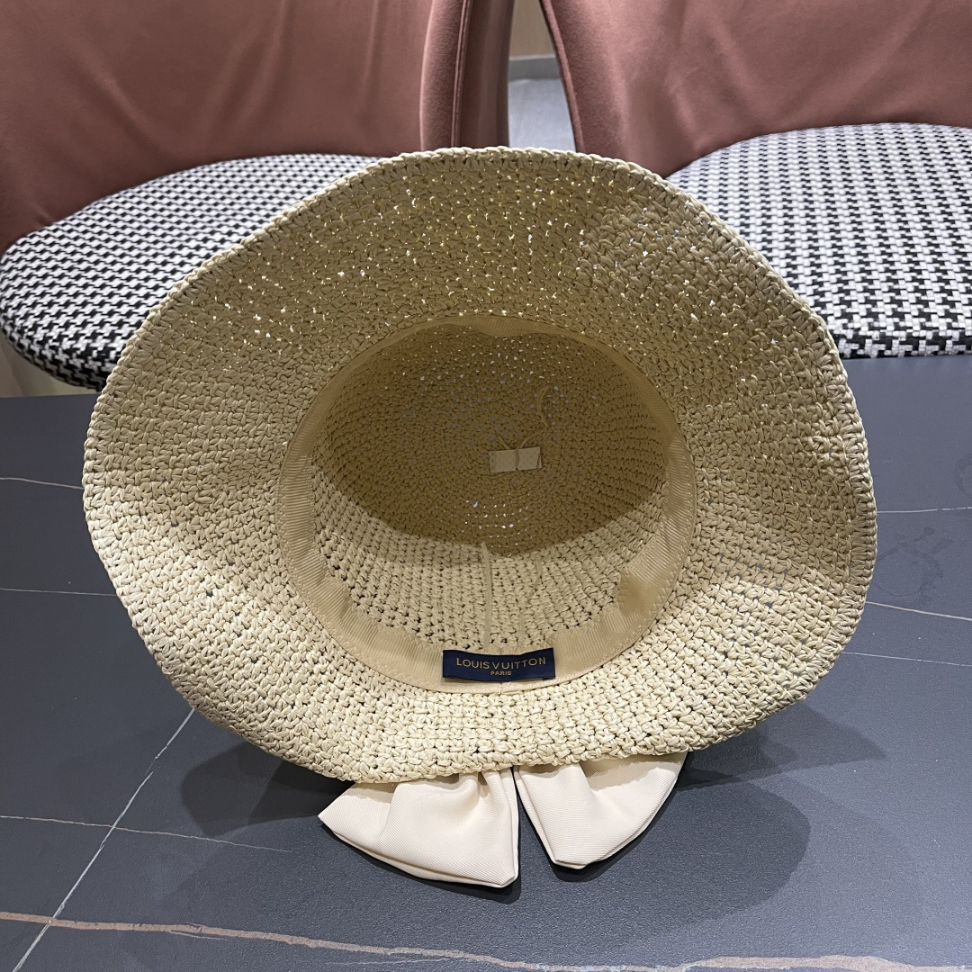  lv路易威登新款日系气质渔夫帽子女出游甜美百搭防晒遮阳草帽潮