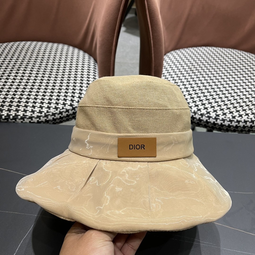  DIOR迪奥渔夫帽女春季海边度假甜美防晒遮阳帽，出街必备