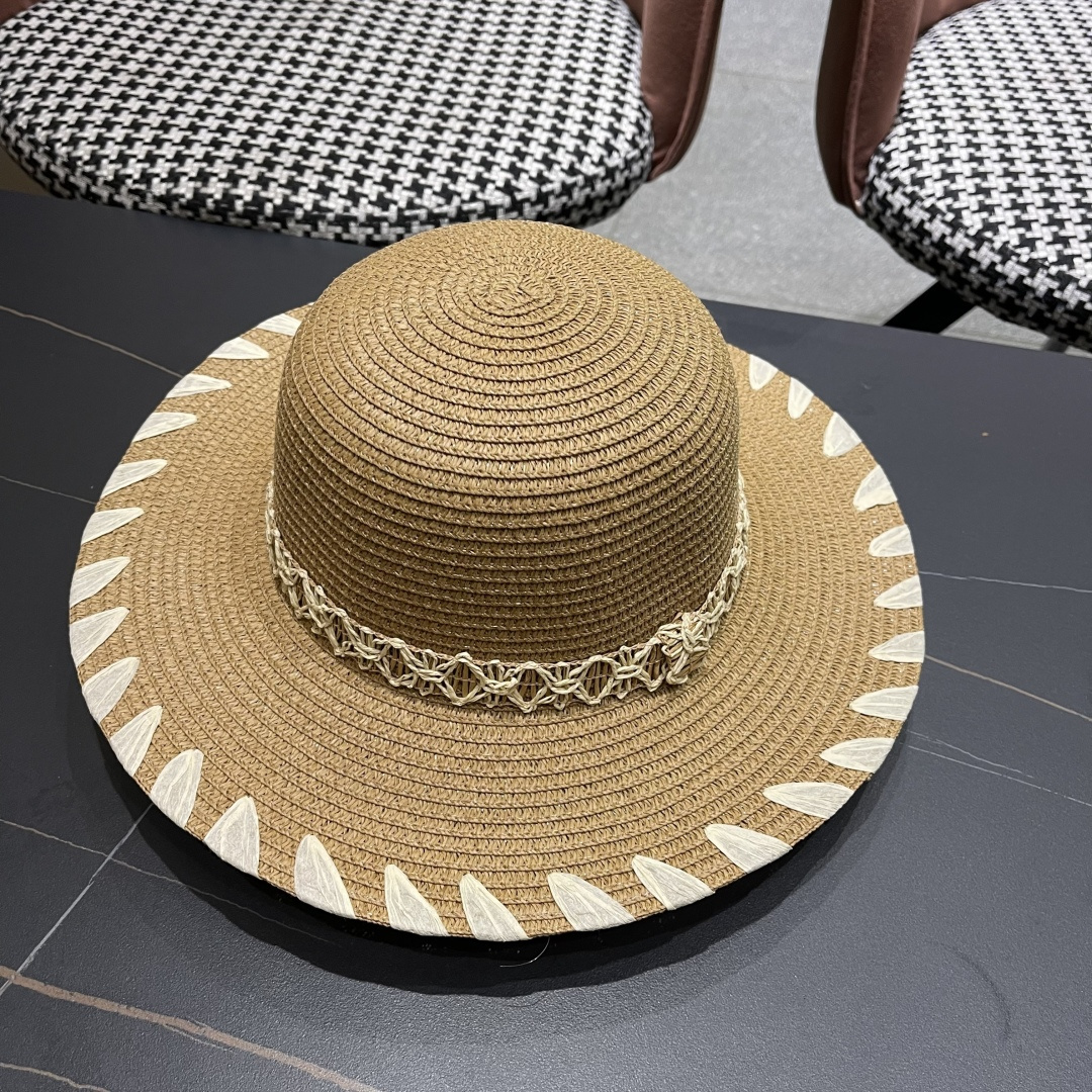  DIOR迪奥2025新款草编渔夫帽女春季海边度假大帽檐甜美防晒草帽遮阳帽