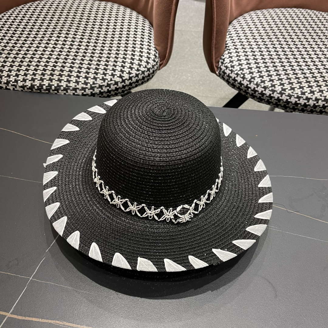  DIOR迪奥2025新款草编渔夫帽女春季海边度假大帽檐甜美防晒草帽遮阳帽