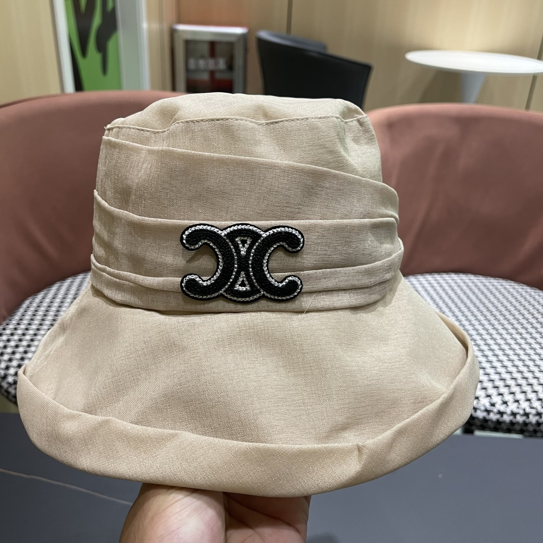  【CELINE赛琳】2025新款韩版蝴蝶结百搭显脸小防晒渔夫帽，出街必备