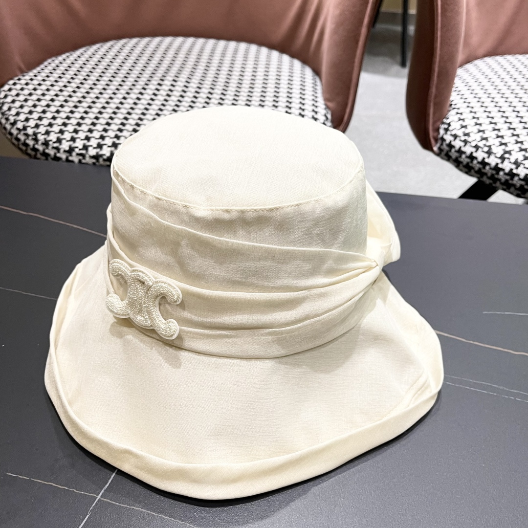  【CELINE赛琳】2025新款韩版蝴蝶结百搭显脸小防晒渔夫帽，出街必备