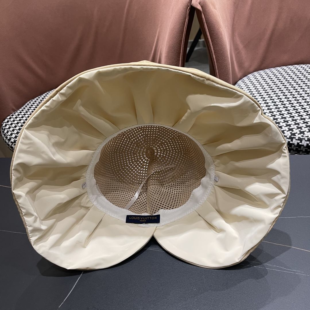 【LV路易威登】2025新款蝴蝶结折叠款遮阳大帽檐渔夫帽～简约大气,小香风遮阳效果一绝、随意折叠都不会变