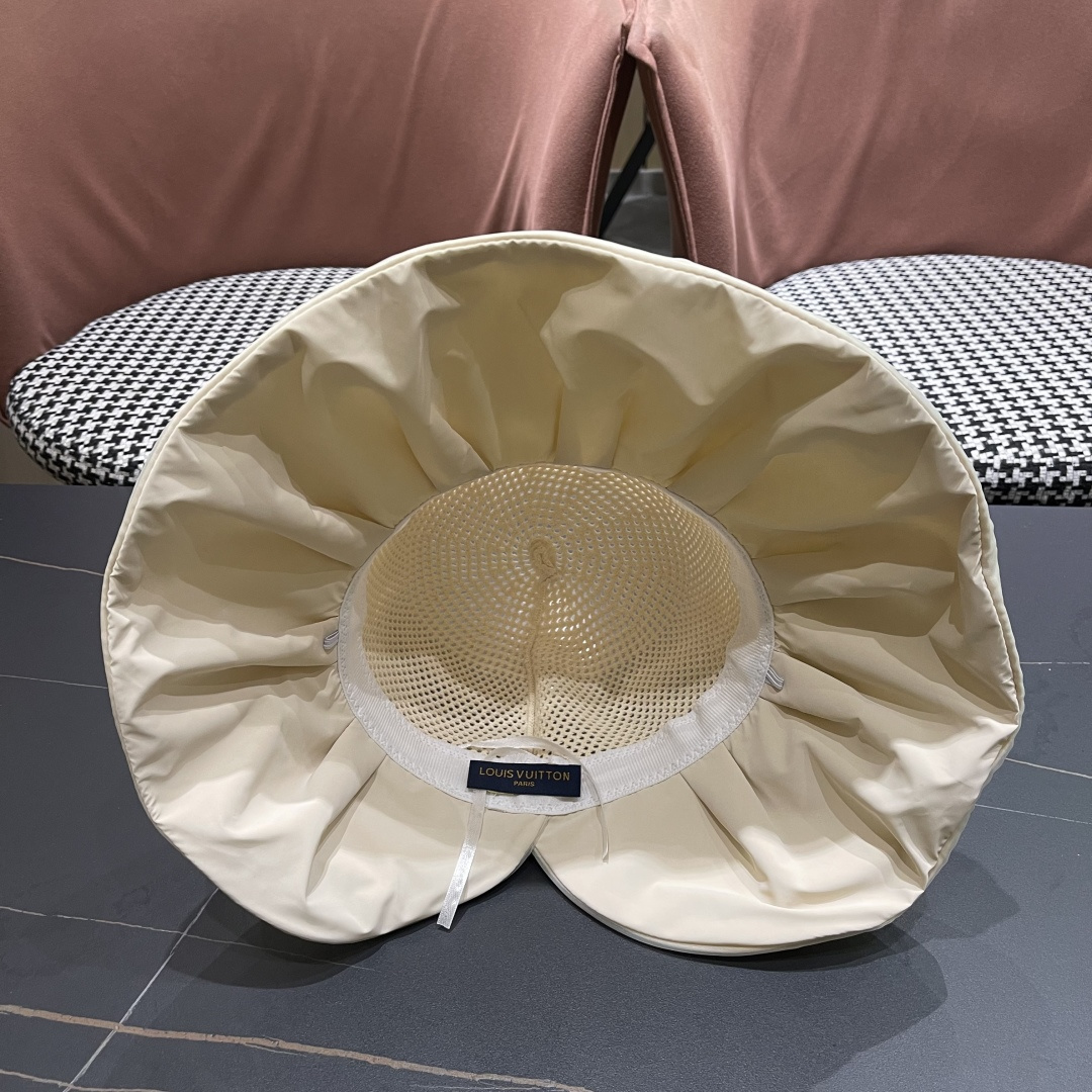 【LV路易威登】2025新款蝴蝶结折叠款遮阳大帽檐渔夫帽～简约大气,小香风遮阳效果一绝、随意折叠都不会变
